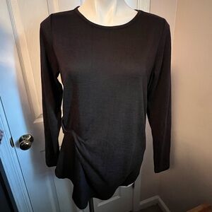 NWT DG2 black scrunch/tie front long sleeve sweater